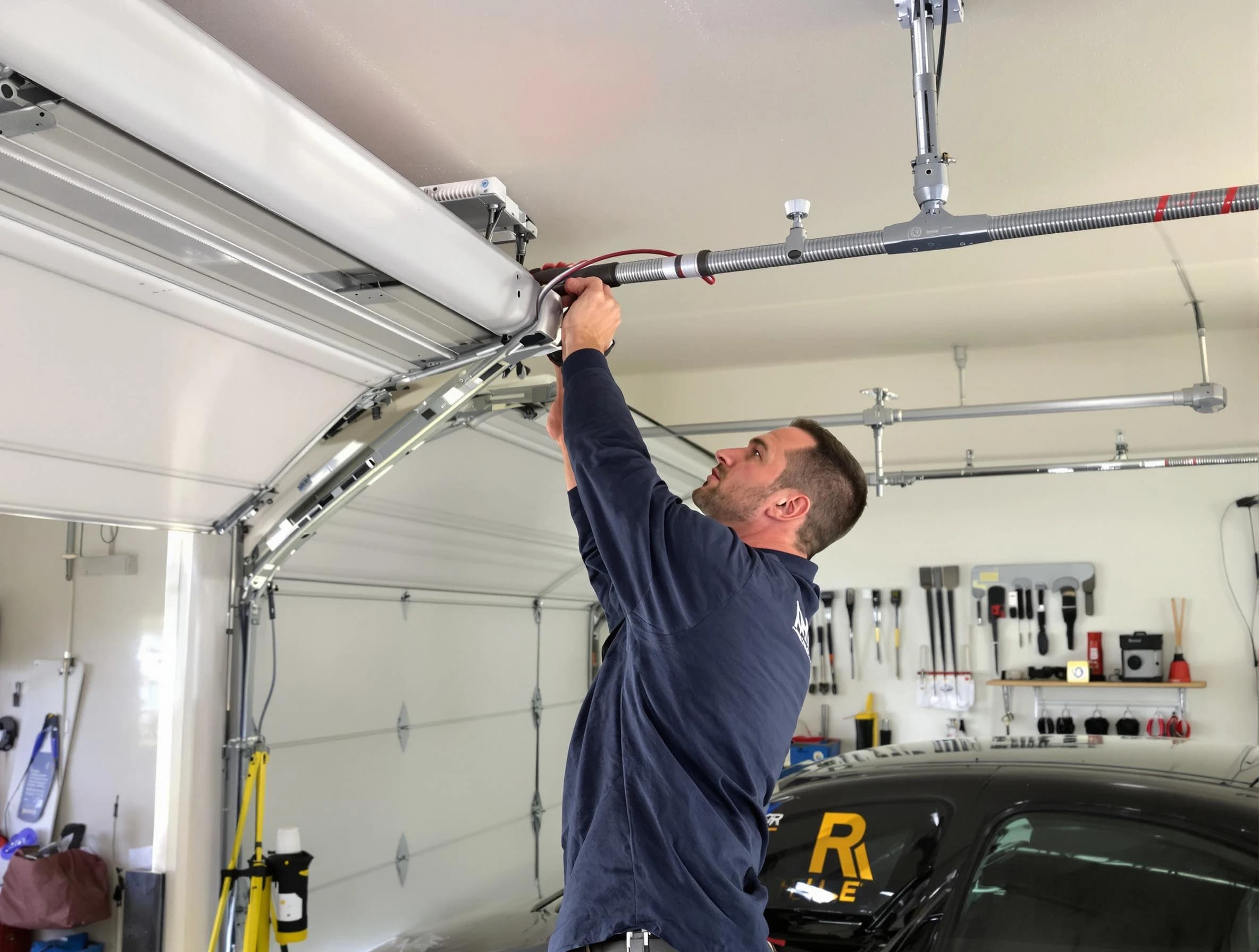 Magna Garage Door Repair technician performing garage door cable repair in Magna